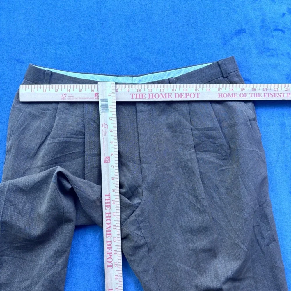 Lauren Ralph Lauren Mens Gray Herringbone Pleated Cuffed Dress Pants 39x28.5